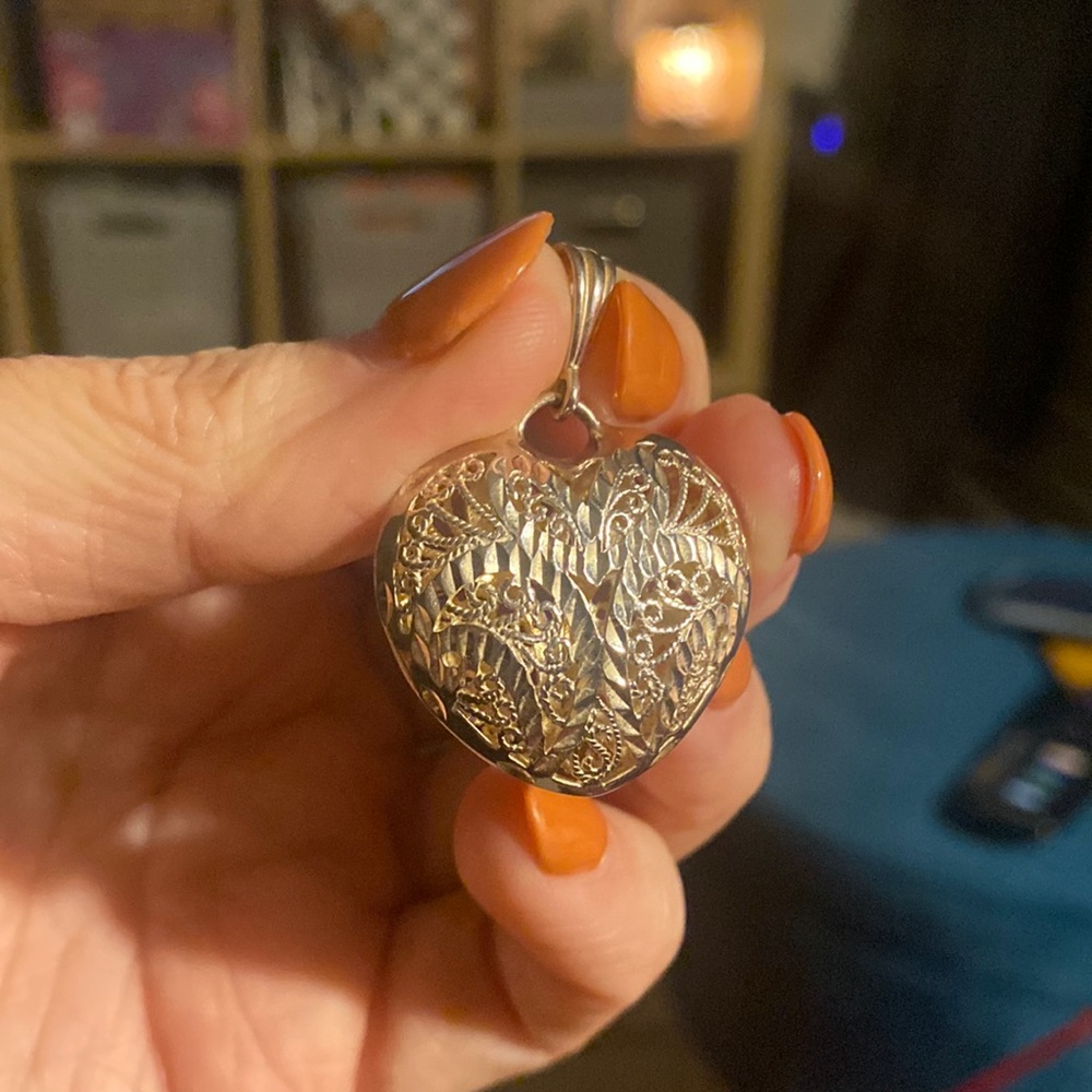Unique Puffy Sterling Heart Charm